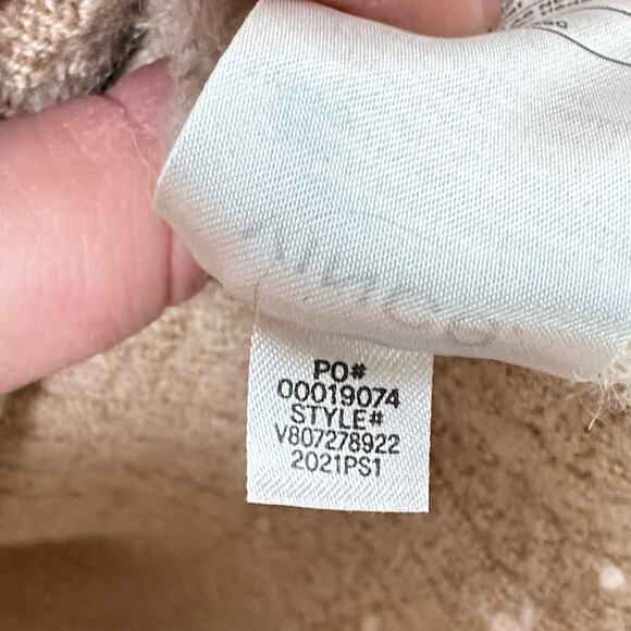 VINCE Ribbed Funnel Neck Sweater Alpaca Merino Wool Tan Natural {RR48} - Picture 6 of 6